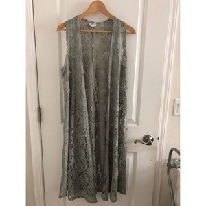 Lularoe small grey lace joy vest